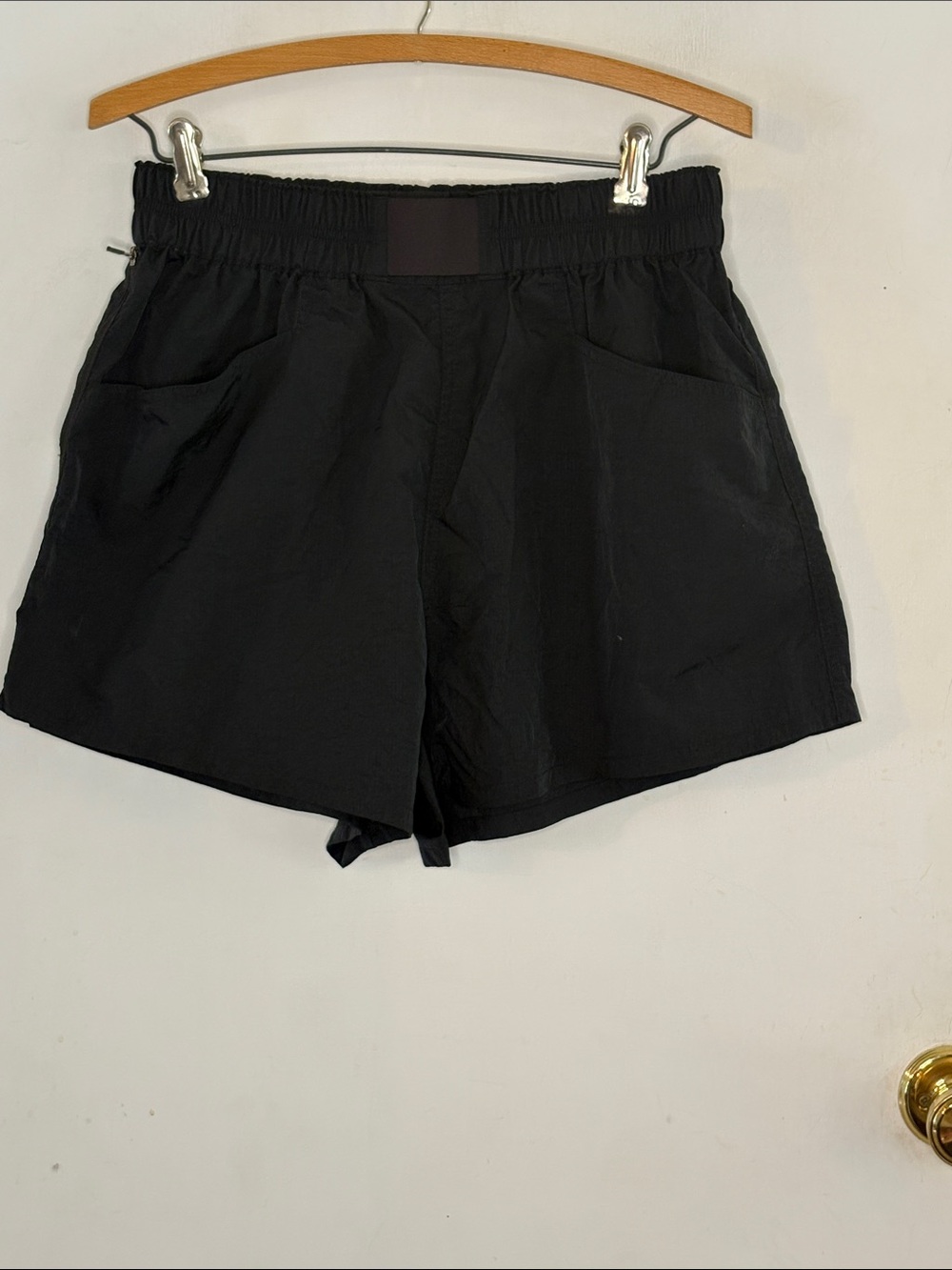 Prana black nylon shorts zippered side pocket Size Medium